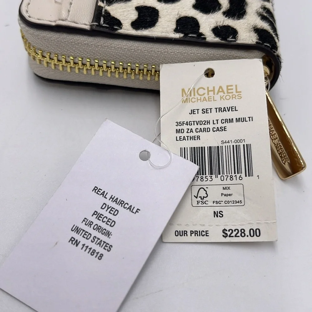 Michael Kors Jet Set Travel MD Zip Around Card Case Wallet (Light Cream Multi) - Picture 11 of 16